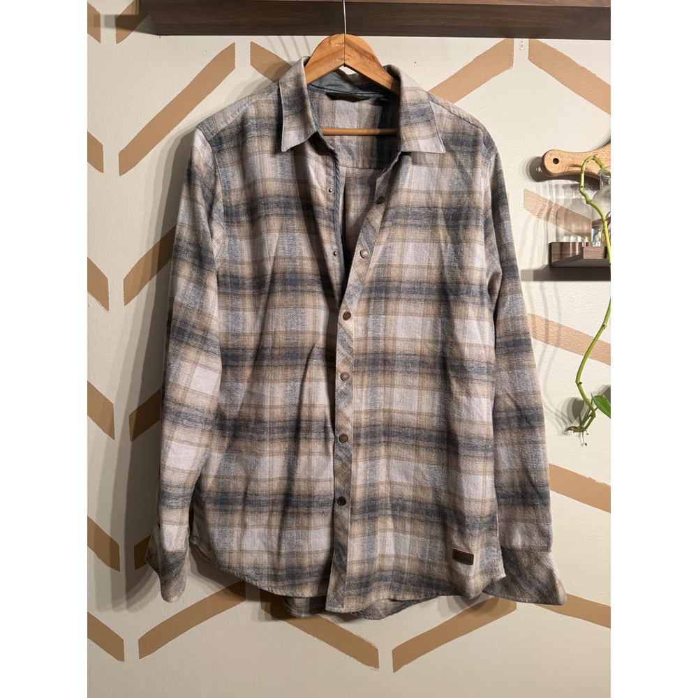 Buckle Outpost Makers Flannel Shirt Mens Medium Brown Plaid Long Sleeve P142FPW